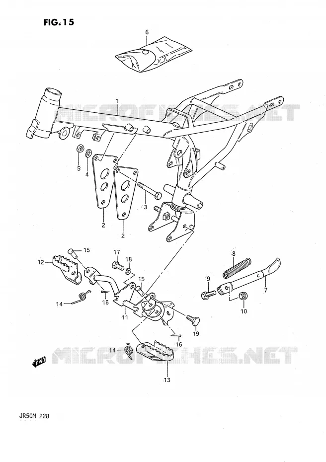 CADRE - REPOSE PIEDS Suzuki MOTO 50 JR 1985  JR50F(P28)