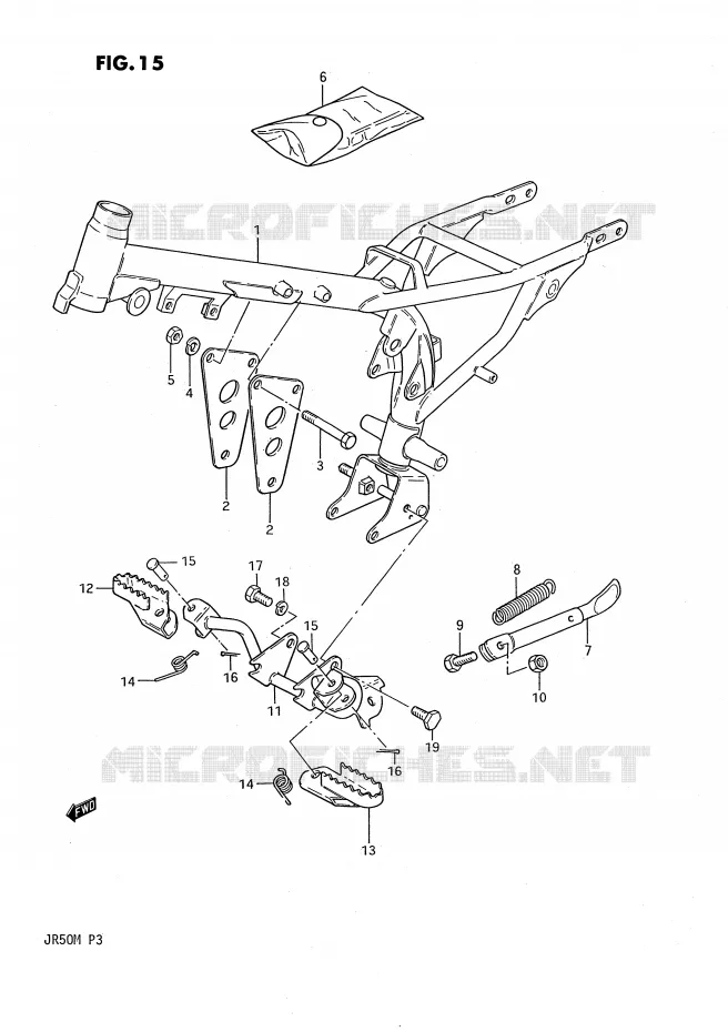 CADRE - REPOSE PIEDS Suzuki MOTO 50 JR 1986  JR50G(P3)
