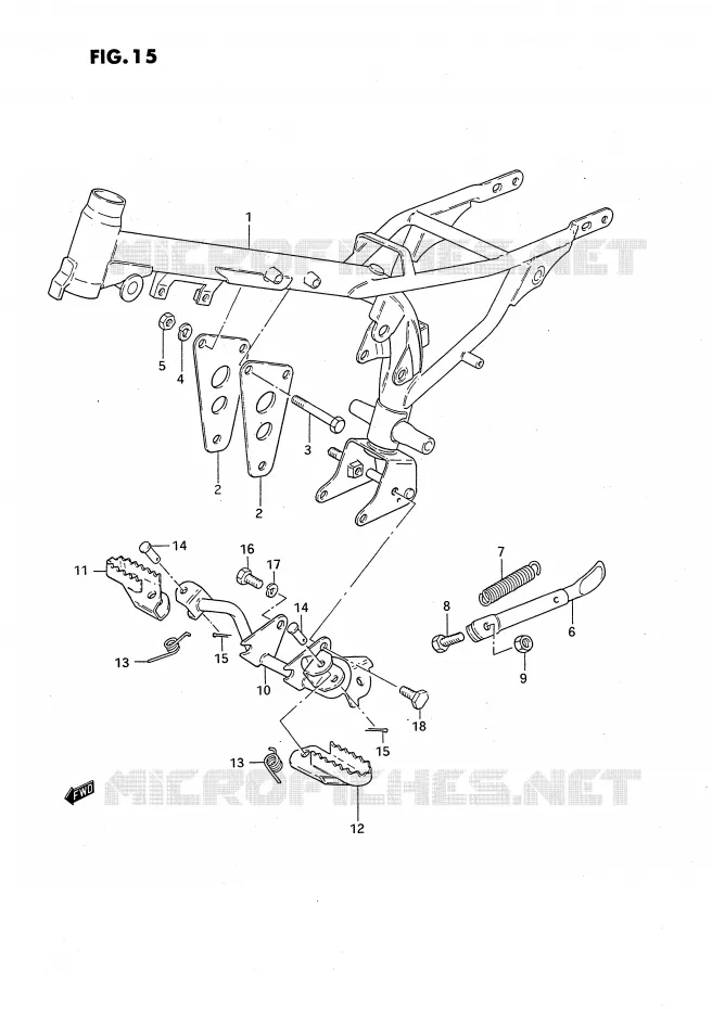 CADRE - REPOSE PIEDS Suzuki MOTO 50 JR 1995  JR50S(P3)