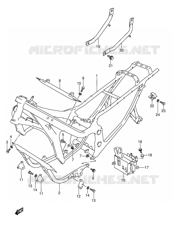 CADRE (MODELE J/K/L/M/N) Suzuki MOTO 600 GSX-F 1988  GSX600FJ(E2)