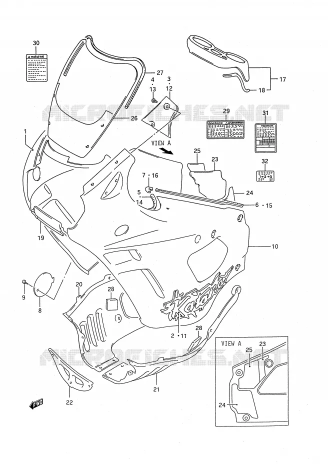 CARENAGES - ETIQUETTES (MODELE R) Suzuki MOTO 750 GSX-F 1991  GSX750FM(E28)