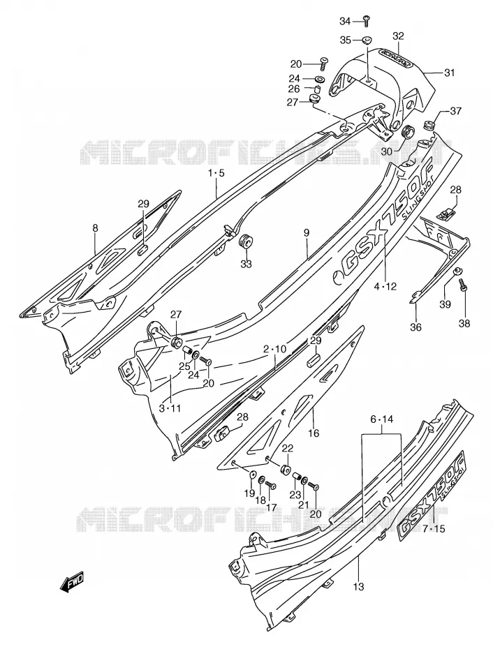 CARENAGES ARRIERE  (MODELE K/L) Suzuki MOTO 750 GSX-F 1991  GSX750FM(E2)