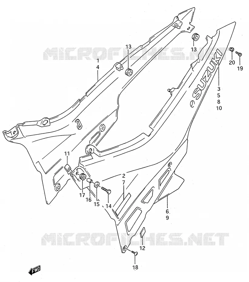 CARENAGES ARRIERE  (MODELE L/M) Suzuki MOTO 600 GSX-F 1990  GSX600FL(E28)