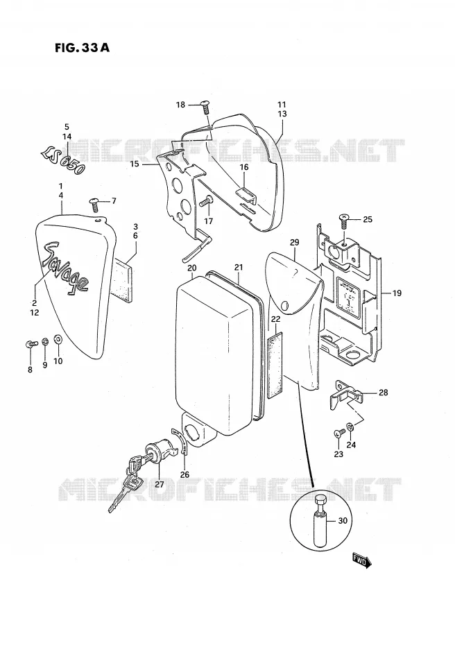 CARENAGES ARRIERE  (MODELE M/R) Suzuki MOTO 650 SAVAGE 1989  LS650PK(E2)
