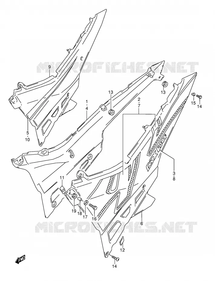 CARENAGES ARRIERE  (MODELE N/P) Suzuki MOTO 600 GSX-F 1992  GSX600FU2N(E2)