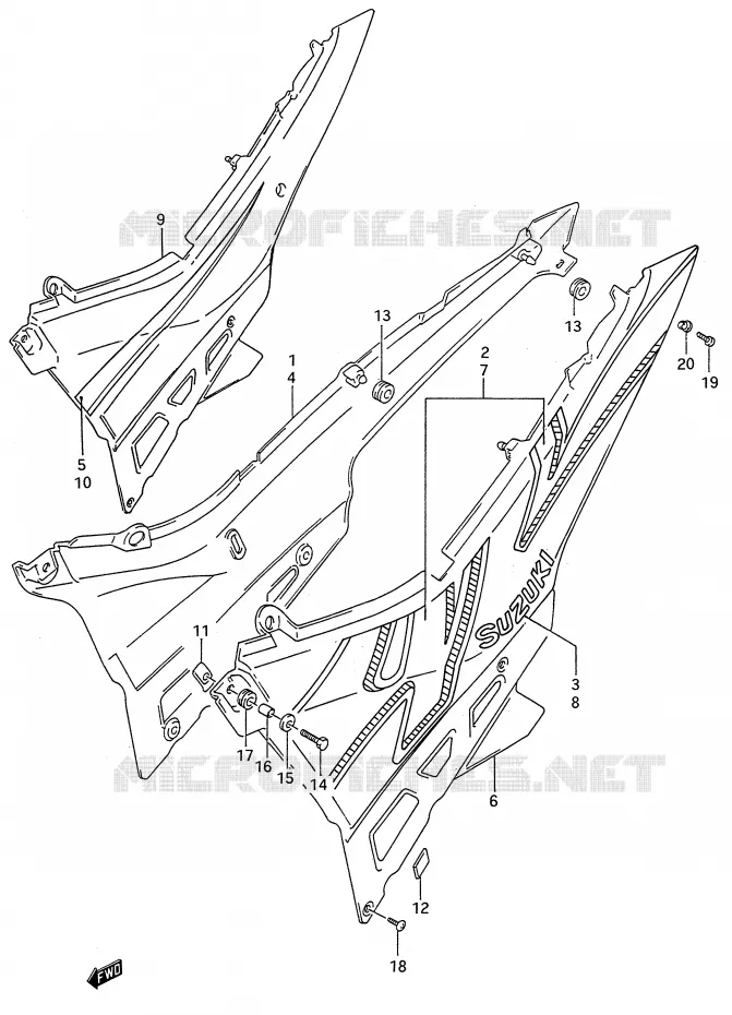 CARENAGES ARRIERE  (MODELE N/P) Suzuki MOTO 600 GSX-F 1993  GSX600FP(E28)