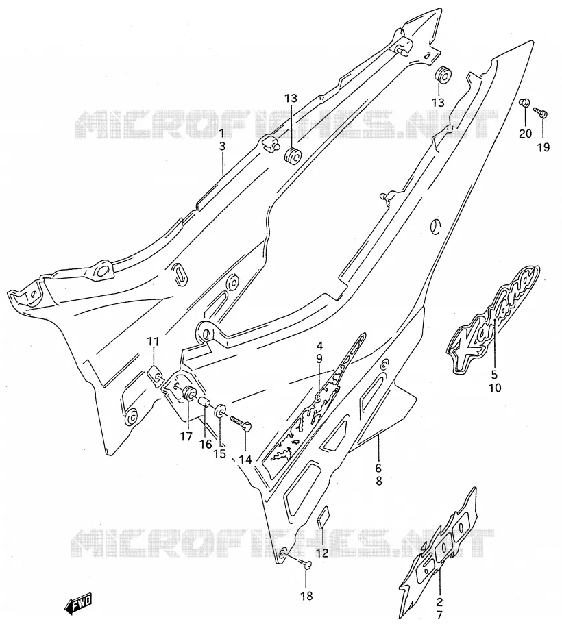 CARENAGES ARRIERE  (MODELE R/S) Suzuki MOTO 600 GSX-F 1992  GSX600FN(E28)