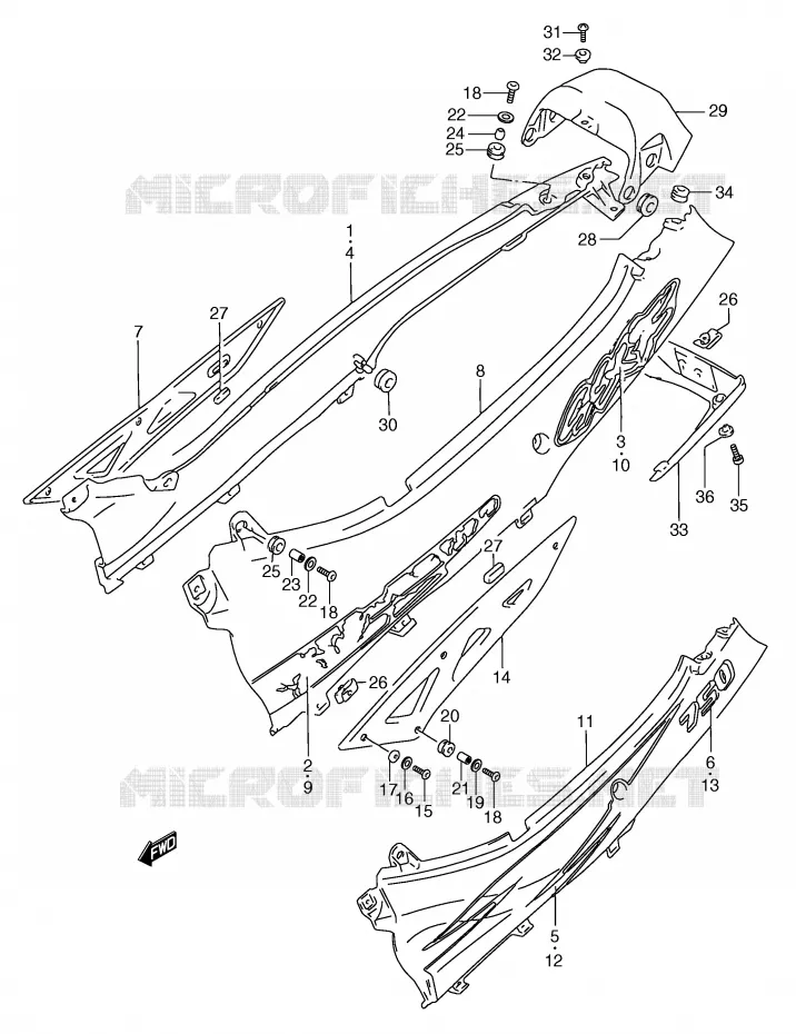 CARENAGES ARRIERE  (MODELE S/T) Suzuki MOTO 750 GSX-F 1992  GSX750FN(E2)