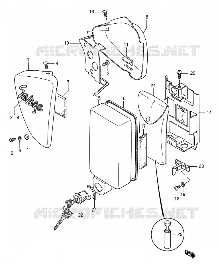 CARENAGES ARRIERE Suzuki MOTO 650 BOULEVARD 1989  LS650FK(E28)