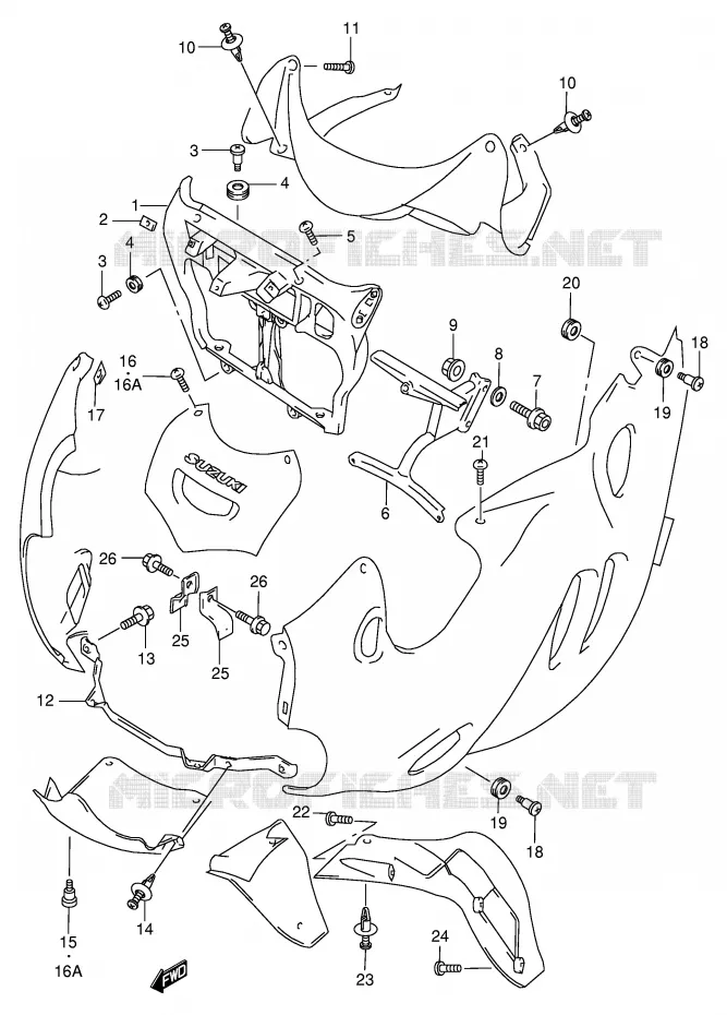CARENAGES ET SUPPORTS AVANT Suzuki MOTO 600 GSX-F 1999  GSX600FX(E2)