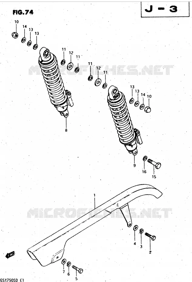 CARTER DE CHAINE - AMORTISSEUR ARRIERE Suzuki MOTO 750 GSX-S 1983  GSX750SD(E1)