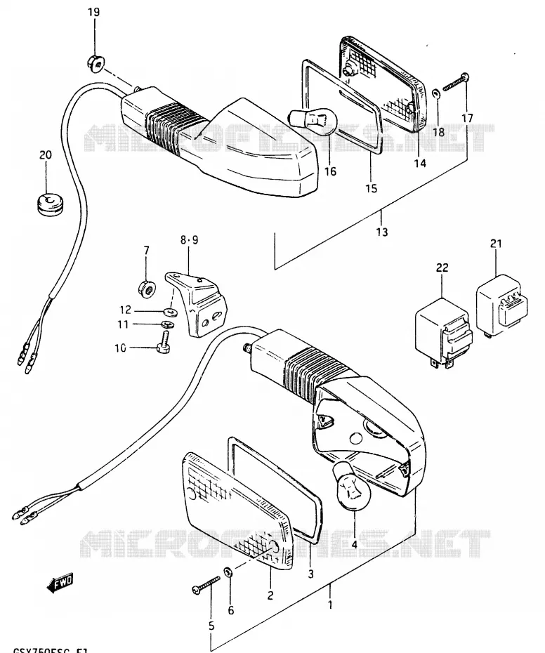 CLIGNOTANTS (E2,E21) Suzuki MOTO 750 GSX-E 1985  GSX750ESF(F)
