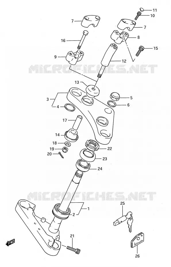 COLONNE DE DIRECTION Suzuki MOTO 650 BOULEVARD 1989  LS650FK(E28)