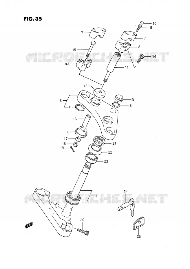 COLONNE DE DIRECTION Suzuki MOTO 650 SAVAGE 1989  LS650FK(E2)
