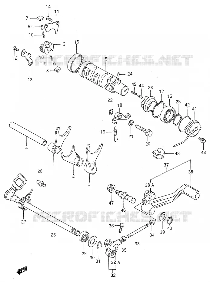 ENSEMBLE DE SELECTION DE VITESSES Suzuki MOTO 600 GSX-F 1996  GSX600FT(E28)