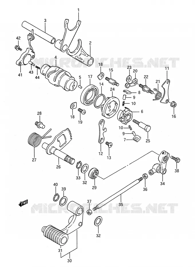 ENSEMBLE DE SELECTION DE VITESSES Suzuki MOTO 650 BOULEVARD 1986  LS650FG(E28)