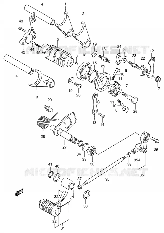 ENSEMBLE DE SELECTION DE VITESSES Suzuki MOTO 650 BOULEVARD 1996  LS650PT(E3/E28)