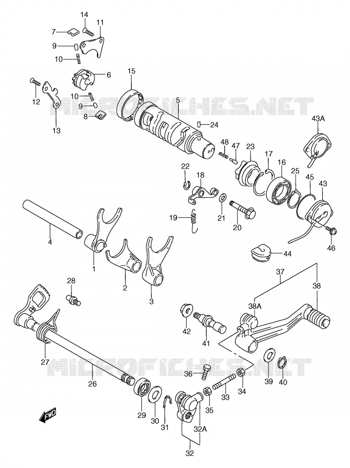 ENSEMBLE DE SELECTION DE VITESSES Suzuki MOTO 750 GSX-F 1992  GSX750FN(E2)
