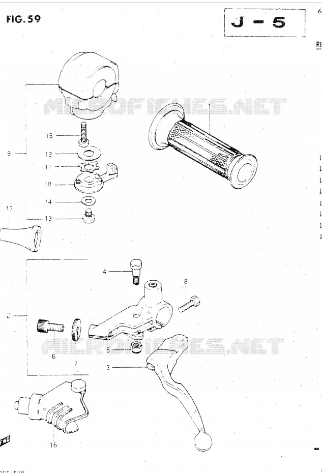 ENSEMBLE POIGNEE GAUCHE (GSX500ESE/ESF) Suzuki MOTO 500 GSX-E 1984  GSX500EE(E39)