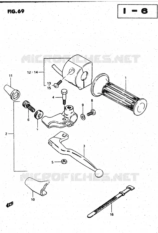 ENSEMBLE POIGNEE GAUCHE (MODELE D) Suzuki MOTO 750 GSX-S 1982  GSX750SZ(E1)