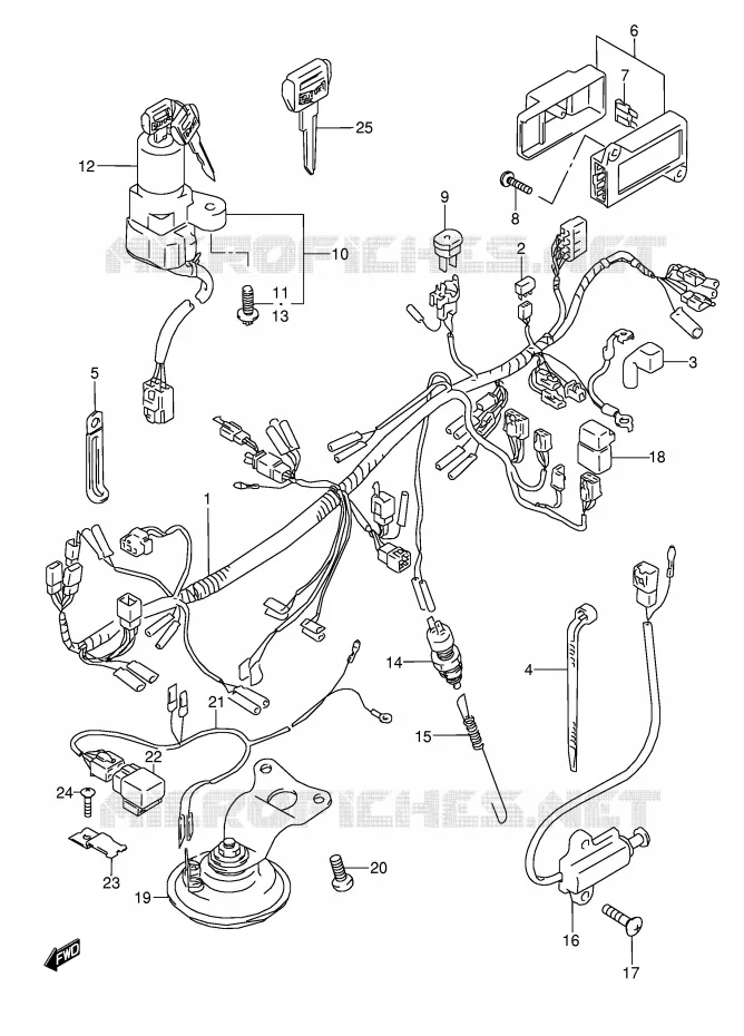 FAISCEAU ELECTRIQUE (MODELE J/K/L/M/N/P/R) Suzuki MOTO 600 GSX-F 1994  GSX600FUR(E2)