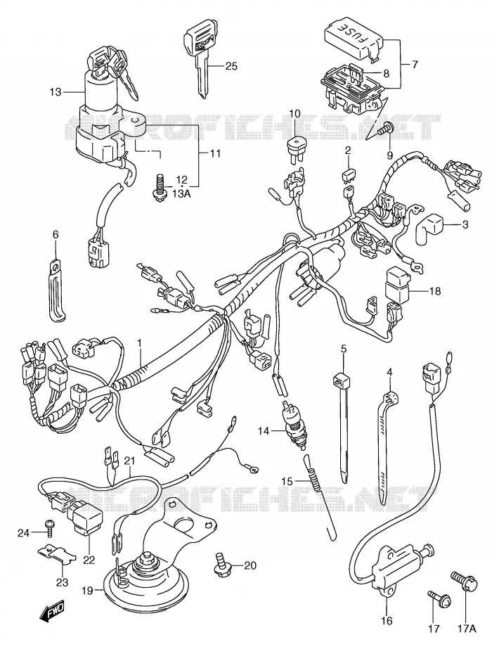 FAISCEAU ELECTRIQUE (MODELE K/L/M/N/P/R) Suzuki MOTO 750 GSX-F 1992  GSX750FN(E2)