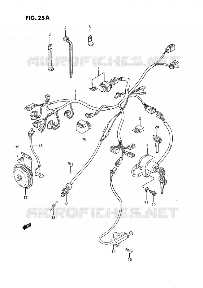 FAISCEAU ELECTRIQUE (MODELE R) Suzuki MOTO 650 SAVAGE 1989  LS650FK(E2)