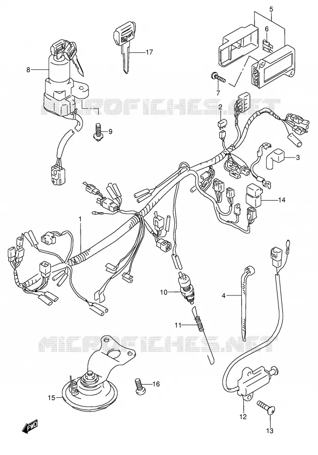FAISCEAU ELECTRIQUE (MODELE T) Suzuki MOTO 600 GSX-F 1991  GSX600FM(E2)