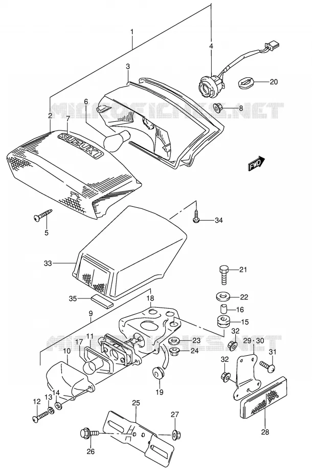 FEU ARRIERE (MODELE J/K/L/M/N) Suzuki MOTO 600 GSX-F 1988  GSX600FUJ(E2)