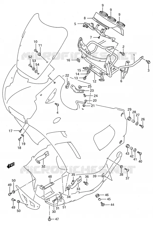 FLANCS DE CARENAGES Suzuki MOTO 600 GSX-F 1991  GSX600FM(E28)