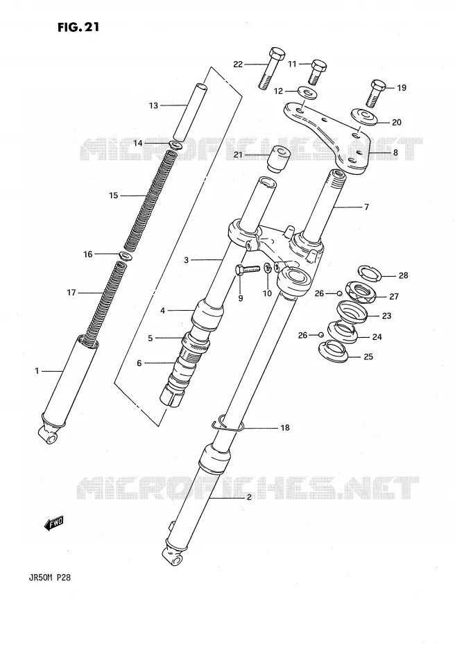 FOURCHE AVANT Suzuki MOTO 50 JR 1987  JR50H(P28)