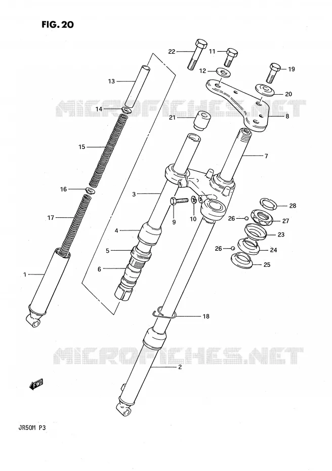 FOURCHE AVANT Suzuki MOTO 50 JR 1989  JR50K(P3)