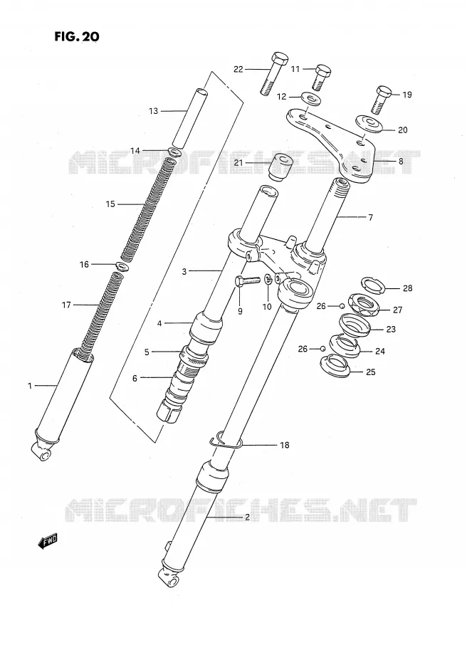 FOURCHE AVANT Suzuki MOTO 50 JR 1992  JR50N(P28)