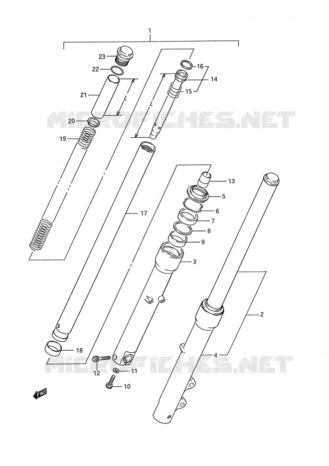 FOURCHE AVANT Suzuki MOTO 650 BOULEVARD 1992  LS650N(E28)
