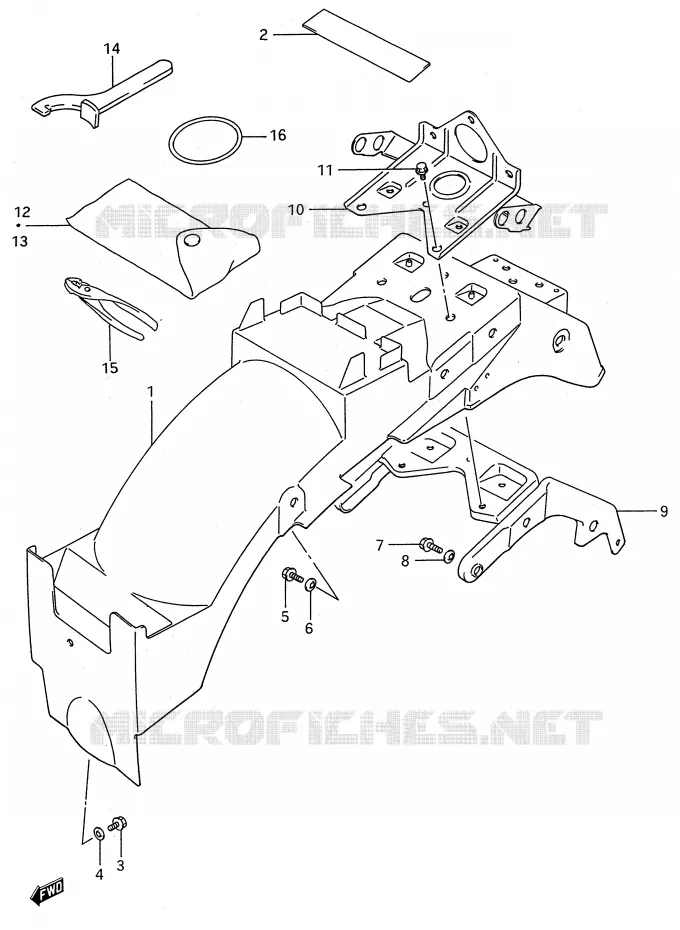 GARDE BOUE ARRIERE Suzuki MOTO 600 GSX-F 1993  GSX600FP(E28)
