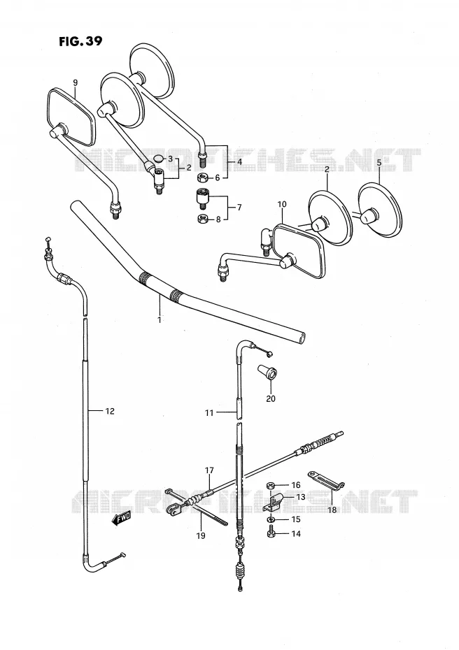 GUIDON - CABLES (LS650FG/FJ/FK) Suzuki MOTO 650 SAVAGE 1986  LS650FG(E2)