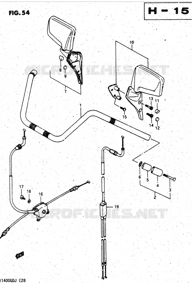 GUIDON - CABLES (MODELE H/J) Suzuki MOTO 1400 CAVALCADE 1987  GV1400GDH(DG-DJ/CJ)