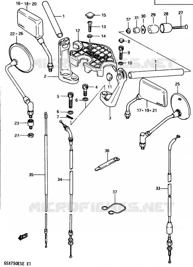 GUIDON (GSX750ESD) Suzuki MOTO 750 GSX-E 1984  GSX750EFE(D/E)