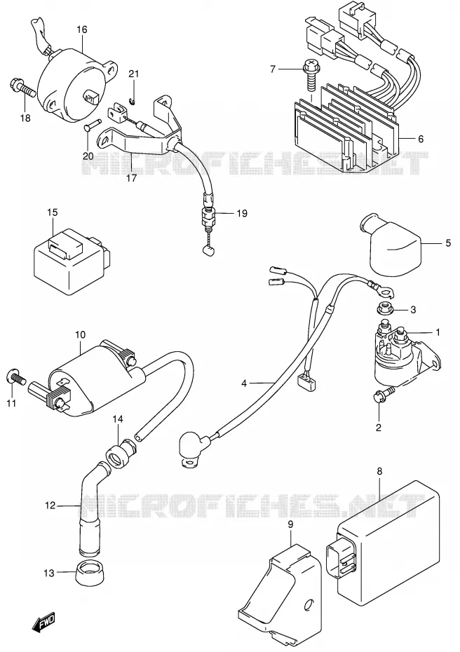 PARTIE ELECTRIQUE (MODELE K4) Suzuki MOTO 650 BOULEVARD 1996  LS650PT(E3/E28)