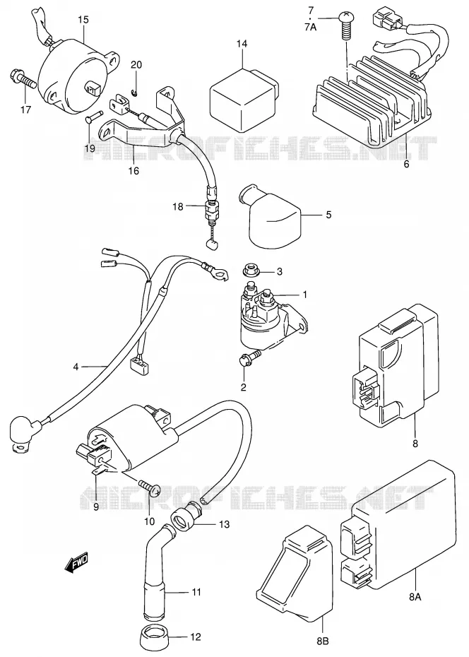 PARTIE ELECTRIQUE (MODELE T/V/W/X/Y/K1/K2/K3) Suzuki MOTO 650 BOULEVARD 2002  LS650PK2(E3/E28)