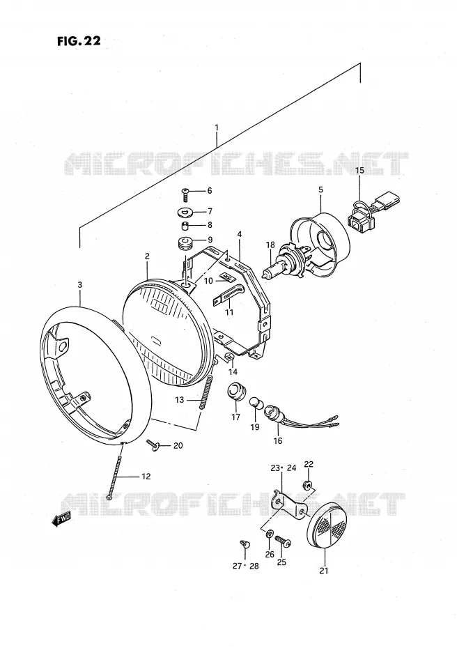 PHARE (MODELE G/J/K/L/M) Suzuki MOTO 650 SAVAGE 1994  LS650PR(E2)