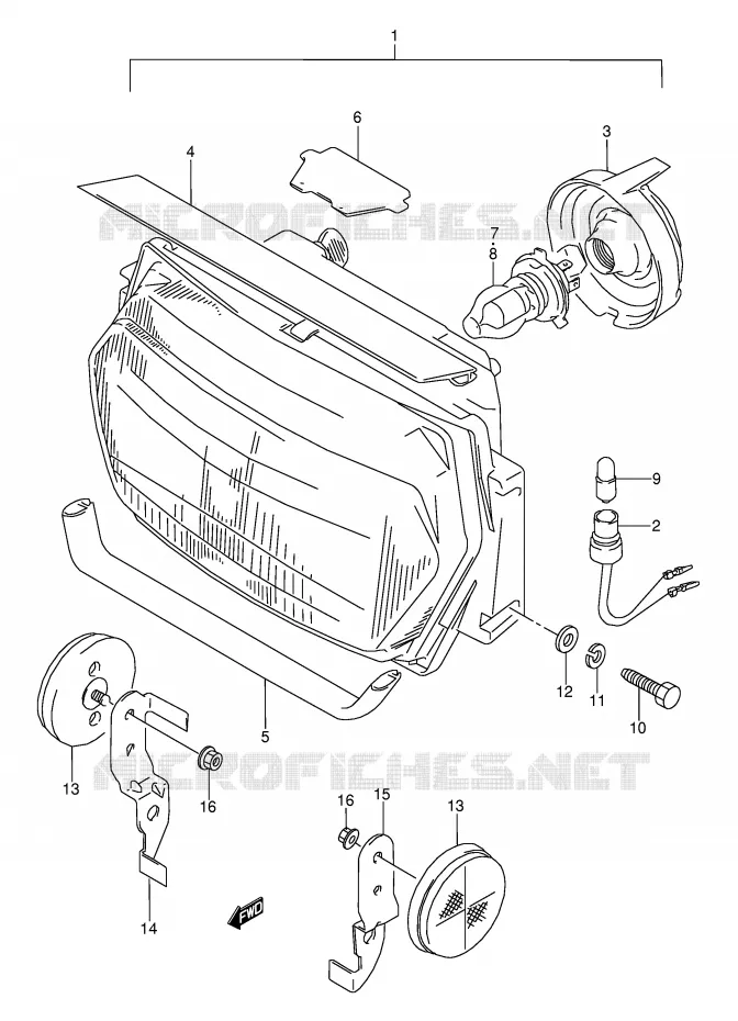 PHARE (MODELE J/K/L/M/N) Suzuki MOTO 600 GSX-F 1993  GSX600FP(E2)