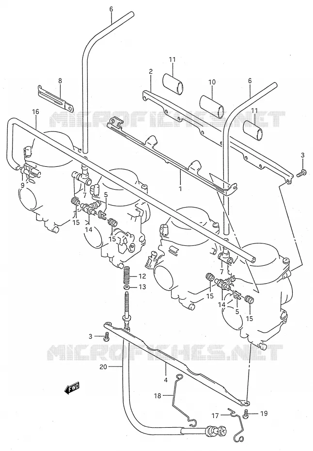 PIECES EXTERNES CARBURATEUR (MODELE L/M/N/P/R/S/T) Suzuki MOTO 600 GSX-F 1989  GSX600FK(E28)