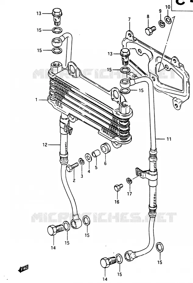 RADIATEUR D'HUILE Suzuki MOTO 750 GSX-E 1985  GSX750ESF(F)