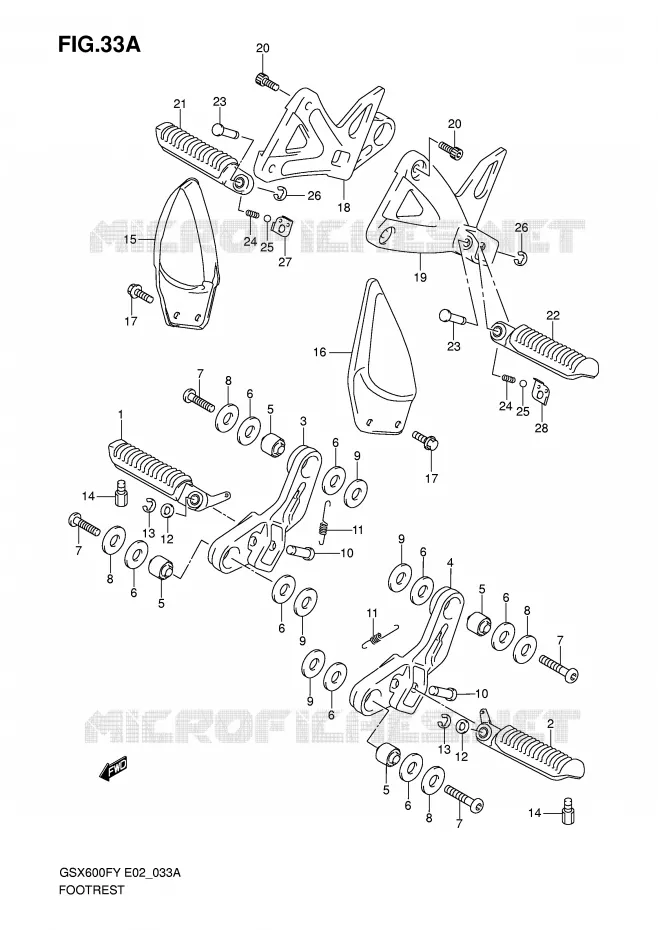 REPOSE PIED (MODELE K1/K2/K3) Suzuki MOTO 600 GSX-F 2000  GSX600FY(E2)