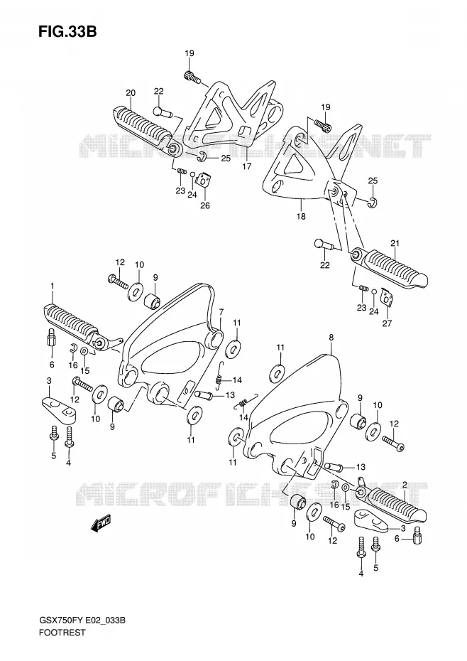 REPOSE PIED (MODELE K1/K2/K3) Suzuki MOTO 750 GSX-F 2000  GSX750FY(E2)