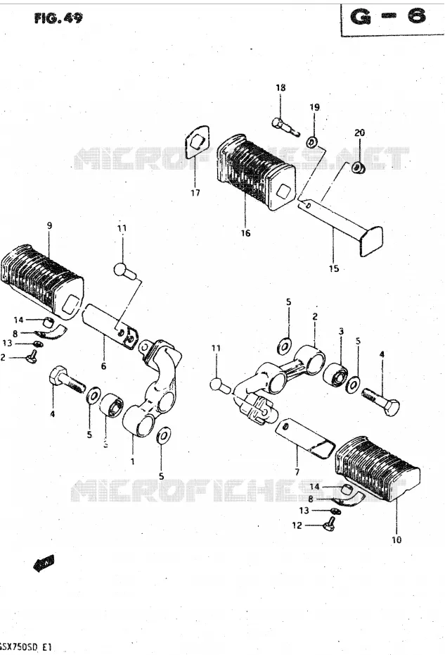 REPOSE PIED (MODELE Z) Suzuki MOTO 750 GSX-S 1982  GSX750SZ(E1)