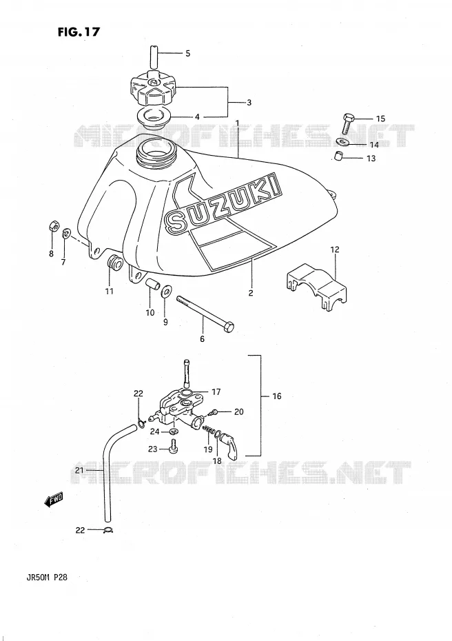 RESERVOIR D'ESSENCE (MODELE E) Suzuki MOTO 50 JR 1987  JR50H(P28)