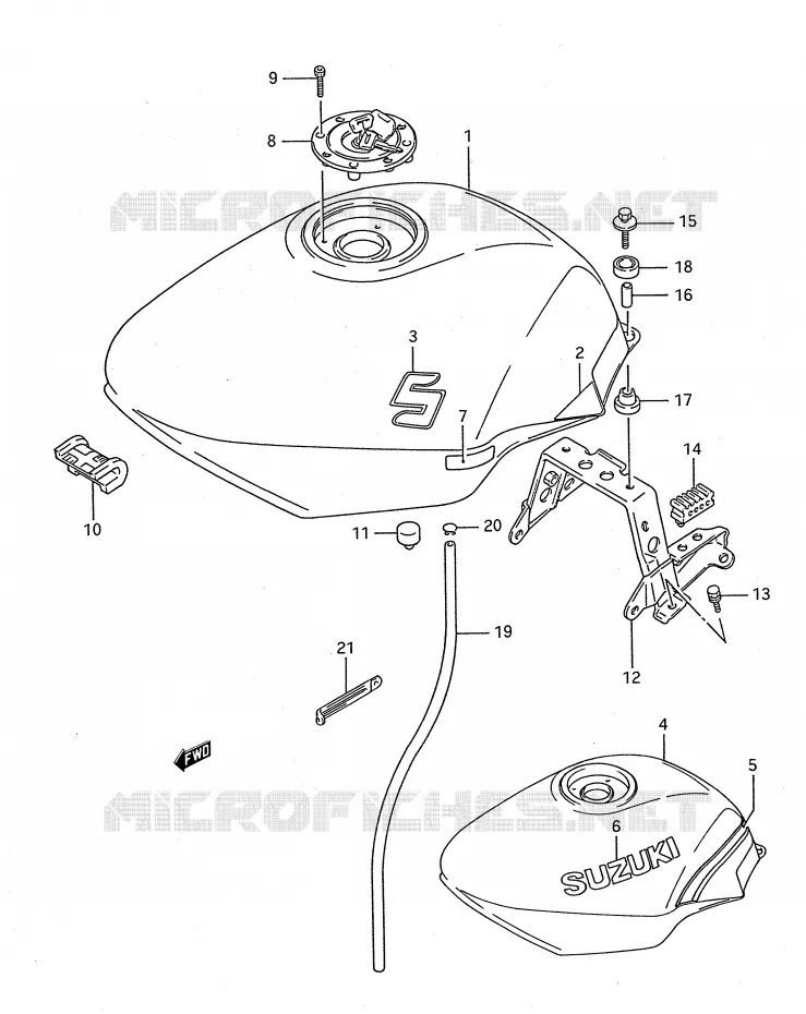 RESERVOIR D'ESSENCE (MODELE K/L) Suzuki MOTO 750 GSX-F 1995  GSX750FS(E28)