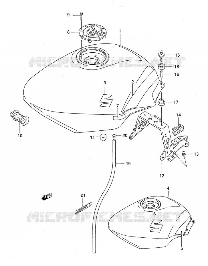 RESERVOIR D'ESSENCE (MODELE M/N) Suzuki MOTO 750 GSX-F 1995  GSX750FS(E28)